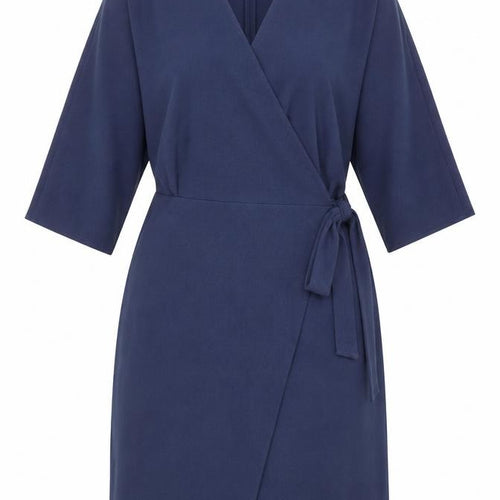 Topshop Women’s Blue Wrap Dress UK 16 Knee Length 3/4 Sleeve