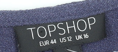 Topshop Women’s Blue Wrap Dress UK 16 Knee Length 3/4 Sleeve