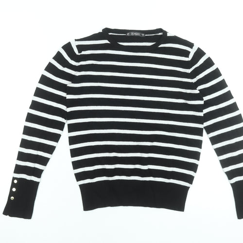 Dunnes Stores Women’s Black White Striped Crew Neck Pullover Jumper Size S