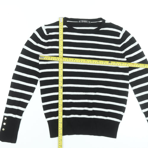 Dunnes Stores Women’s Black White Striped Crew Neck Pullover Jumper Size S