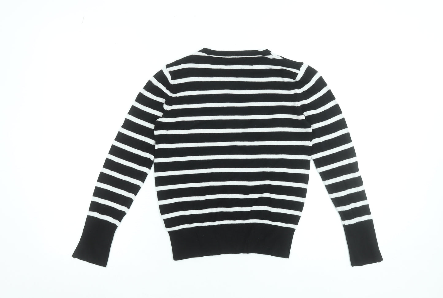 Dunnes Stores Women’s Black White Striped Crew Neck Pullover Jumper Size S