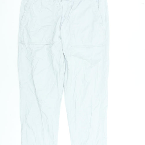 Dunnes Stores Women's White Capri Trousers Size M Cotton Elastic Waist