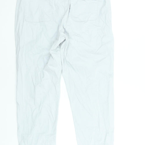 Dunnes Stores Women's White Capri Trousers Size M Cotton Elastic Waist