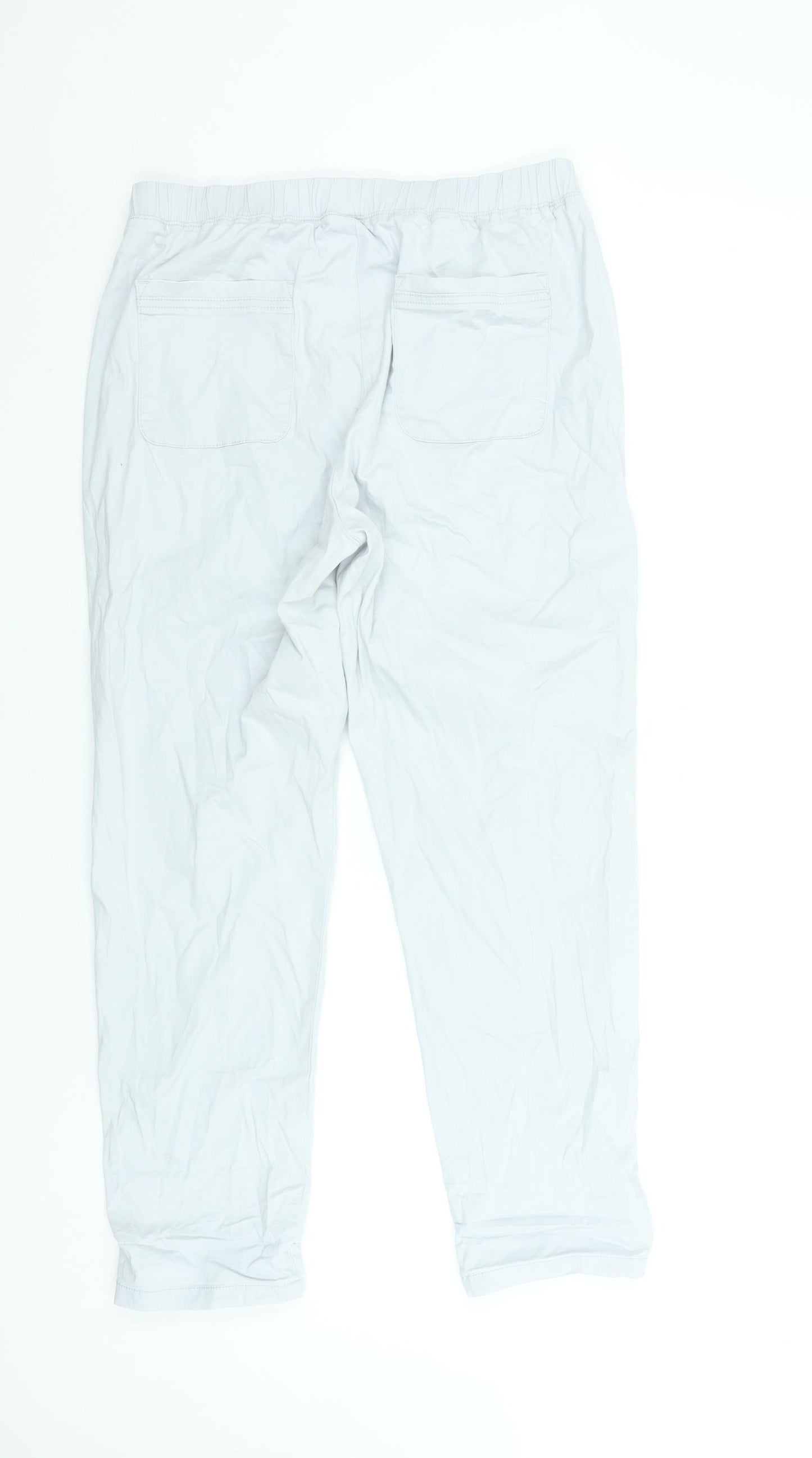 Dunnes Stores Women's White Capri Trousers Size M Cotton Elastic Waist