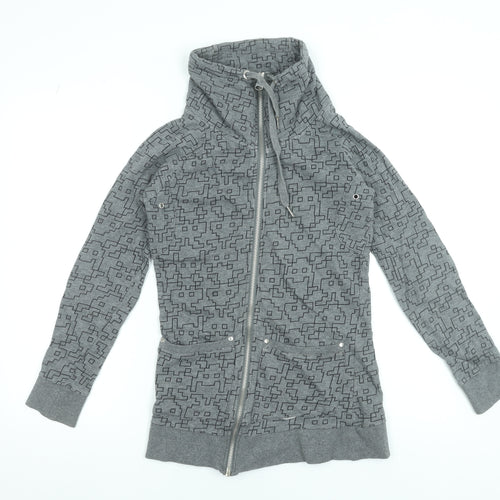 ONLY Womens Grey Full Zip High Neck Sweatshirt XS