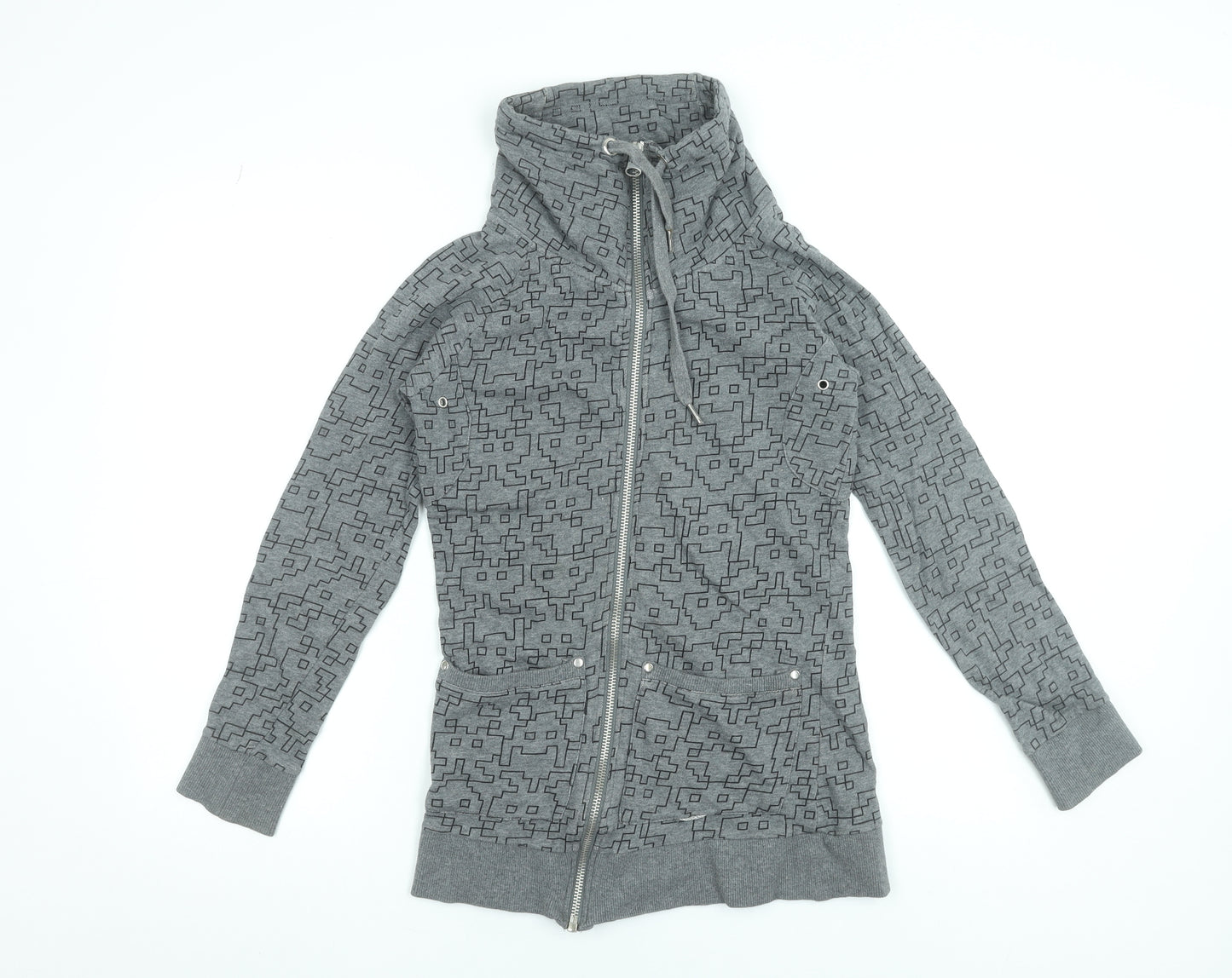 ONLY Womens Grey Full Zip High Neck Sweatshirt XS