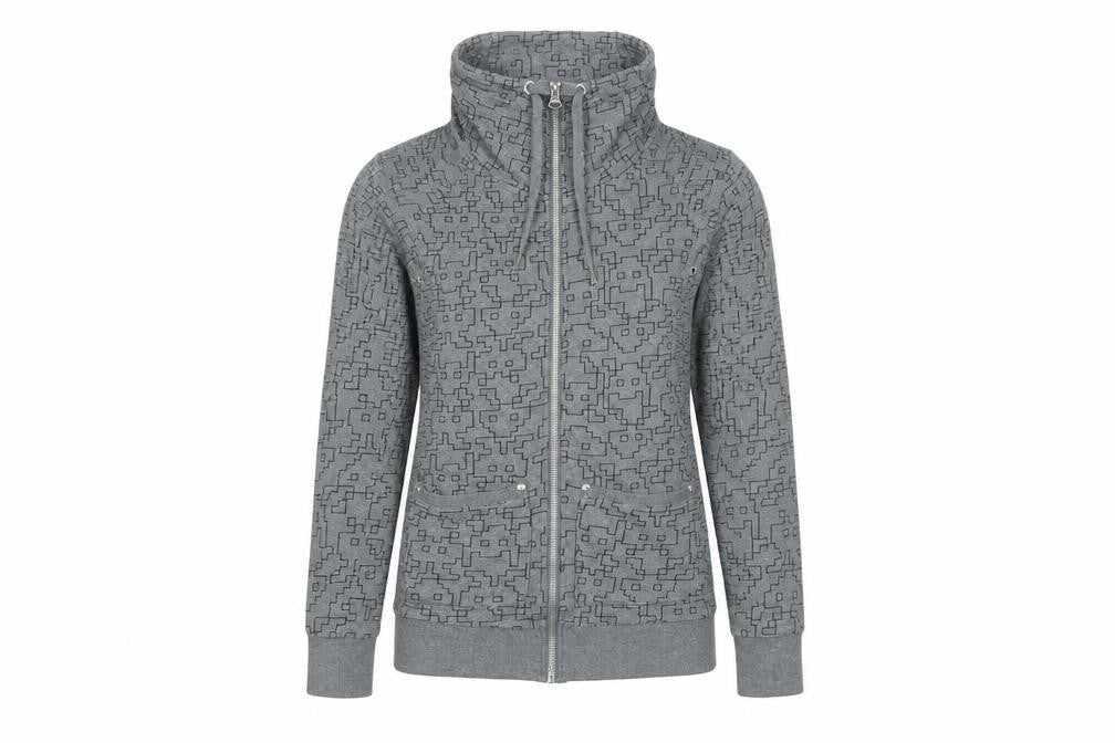 Front view of Only women’s grey full zip high neck sweatshirt xs