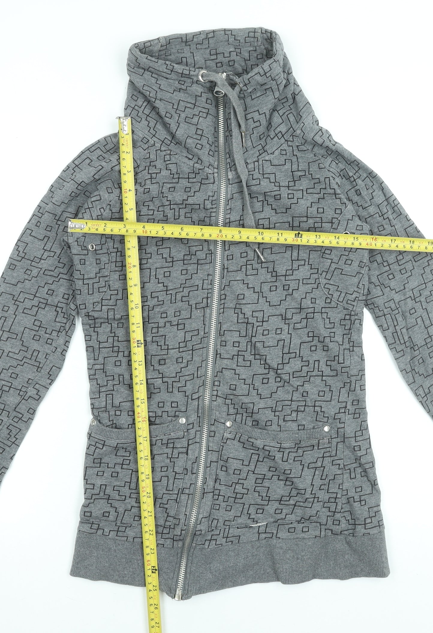 ONLY Womens Grey Full Zip High Neck Sweatshirt XS
