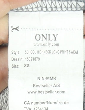 ONLY Womens Grey Full Zip High Neck Sweatshirt XS