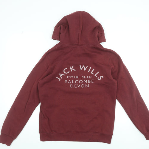 Jack Wills Womens Red Hoodie UK 12 Pullover Cotton Blend Casual