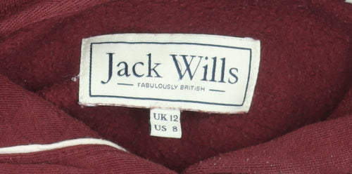 Jack Wills Womens Red Hoodie UK 12 Pullover Cotton Blend Casual