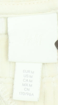 H&M Women Ivory Ribbed Pullover Sweatshirt Size 12 Cotton Blend