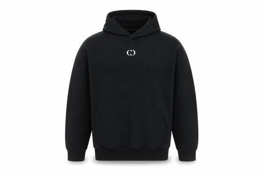 Front view of Criminal Damage Men's Black Pullover Hoodie, size S, Regular Fit