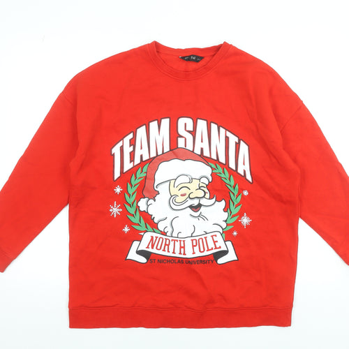 F&F Women Red Team Santa North Pole Christmas Sweatshirt M