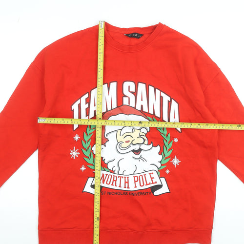 F&F Women Red Team Santa North Pole Christmas Sweatshirt M