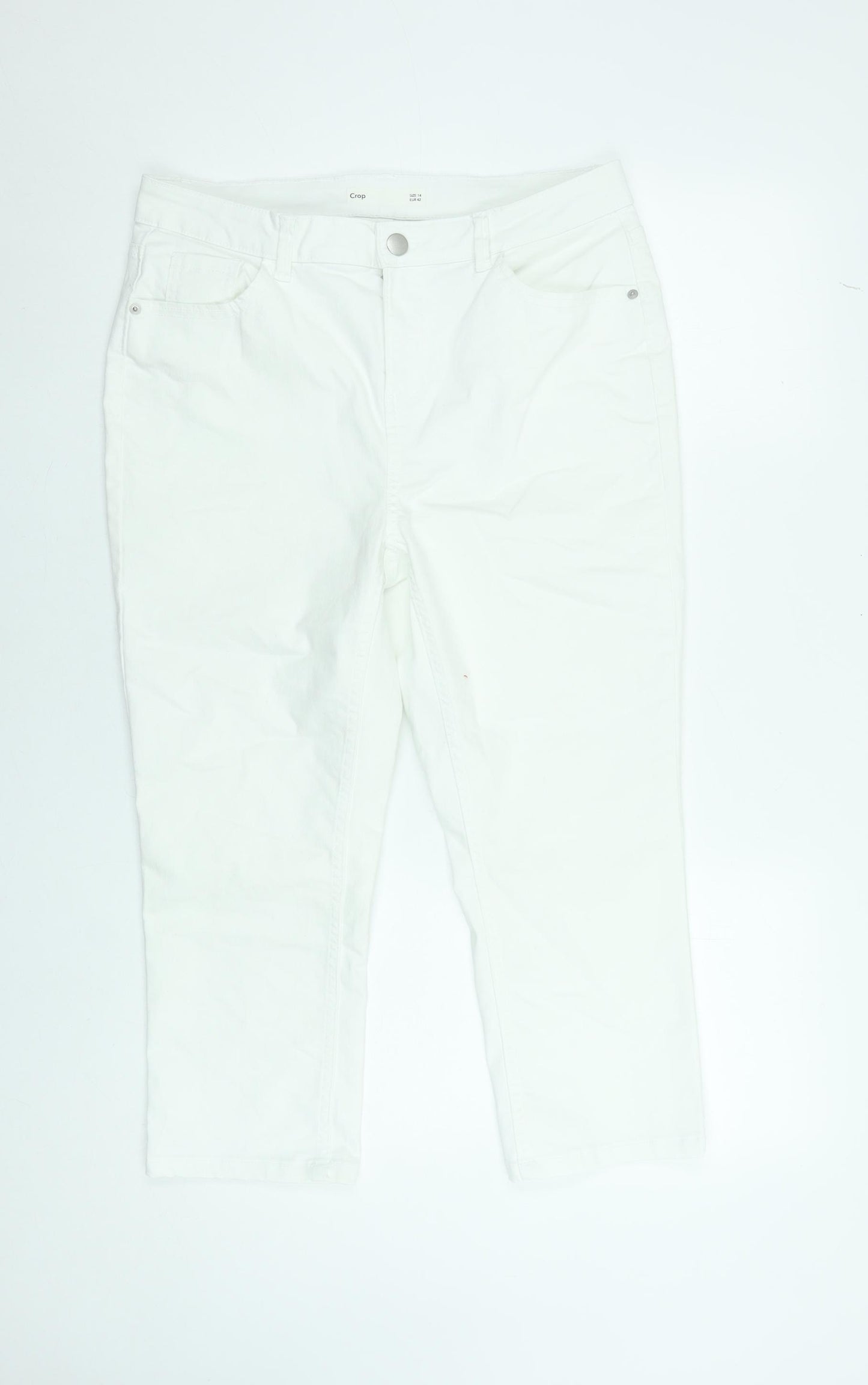Dunnes Stores Women's White Cropped Stretch Jeans Size 14