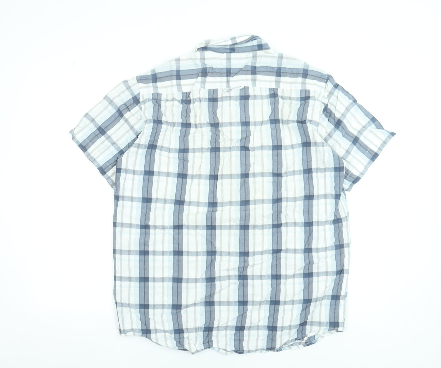 Wrangler Men's Blue Check Short Sleeve Cotton Button-Up Shirt L