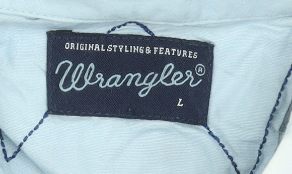 Wrangler Men's Blue Check Short Sleeve Cotton Button-Up Shirt L