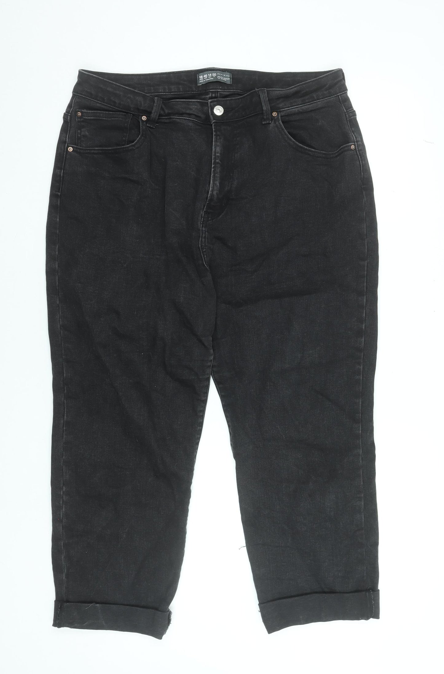 Primark Women’s Black Mom Jeans Size 18 Relaxed Fit Denim