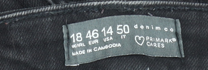 Primark Women’s Black Mom Jeans Size 18 Relaxed Fit Denim