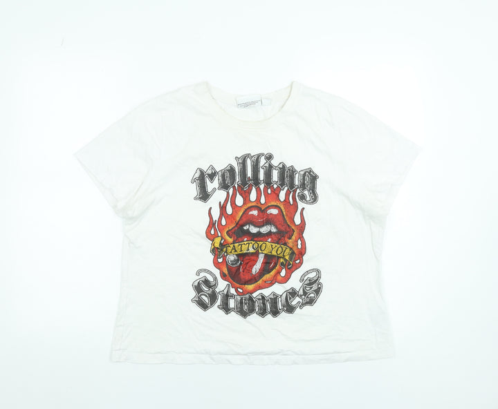 Rolling Stones Women's White 2XL Rock Graphic Cotton T-Shirt