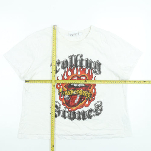Rolling Stones Women's White 2XL Rock Graphic Cotton T-Shirt