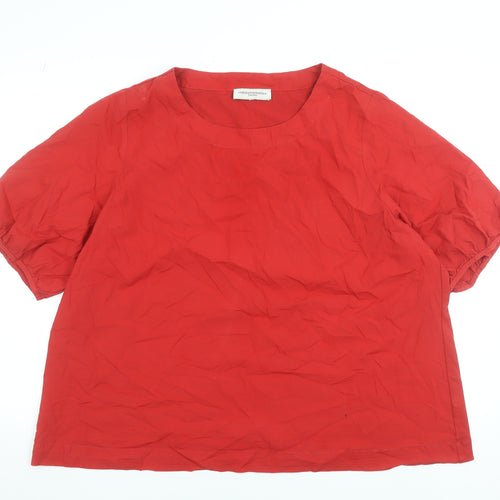 Carolyn Donnelly Women's Red Cotton Short Sleeve Basic Blouse XL