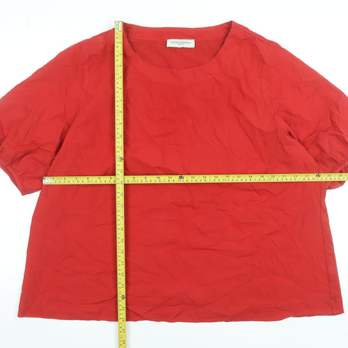 Carolyn Donnelly Women's Red Cotton Short Sleeve Basic Blouse XL