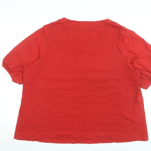 Carolyn Donnelly Women's Red Cotton Short Sleeve Basic Blouse XL
