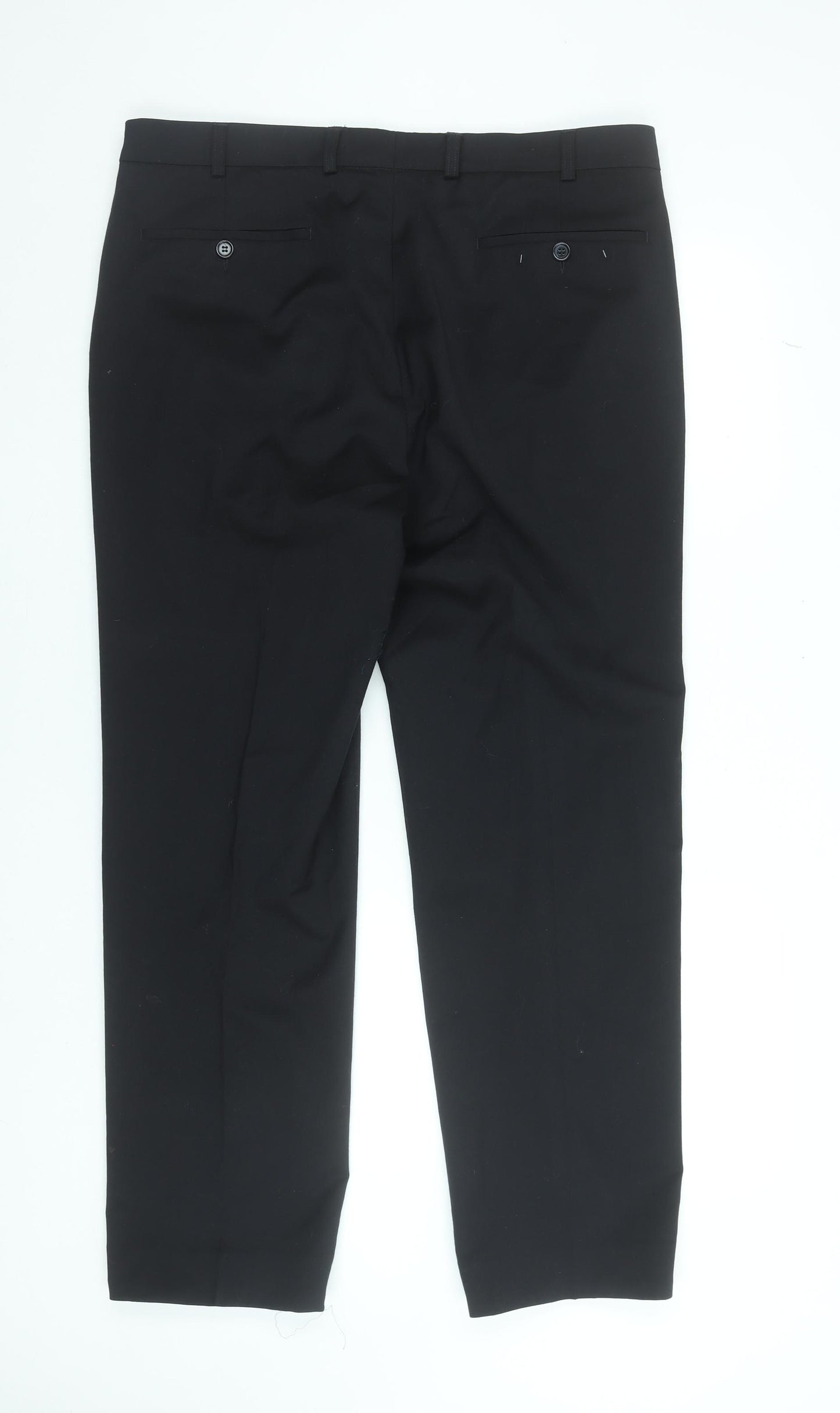 Brühl Men's Black 38R Dress Trousers Wool Blend Regular Fit