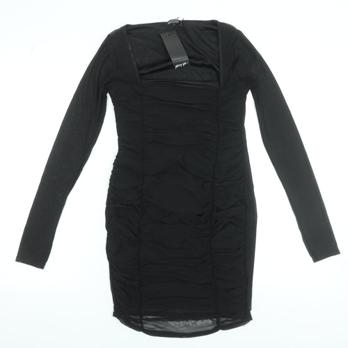 Nasty Gal Womens Black Long Sleeve Bodycon Party Dress UK 10