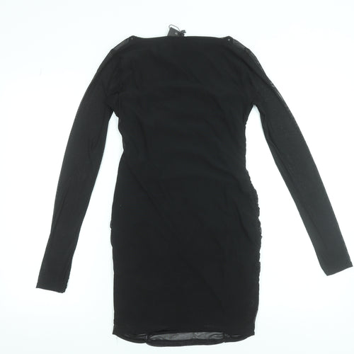 Nasty Gal Womens Black Long Sleeve Bodycon Party Dress UK 10