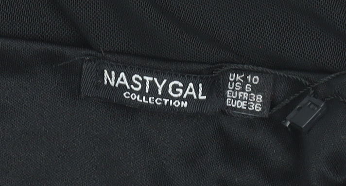 Nasty Gal Womens Black Long Sleeve Bodycon Party Dress UK 10