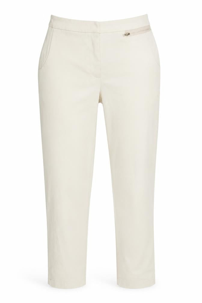 Missguided Women's Beige Slim Fit Zip Pocket Smart Trousers Size 8