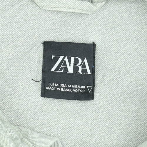 Zara Men Grey Button-Down Cotton Long Sleeve Shirt Size M