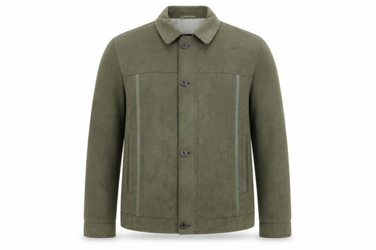 Front view of Jupiter Men's Green Polyester Button Jacket, size 54, (44in Chest)