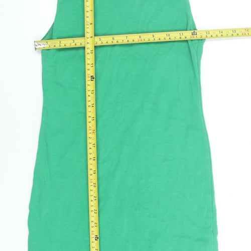 Zara Women Green Cotton Bodycon Sleeveless Dress Size 12