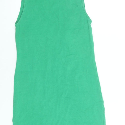 Zara Women Green Cotton Bodycon Sleeveless Dress Size 12
