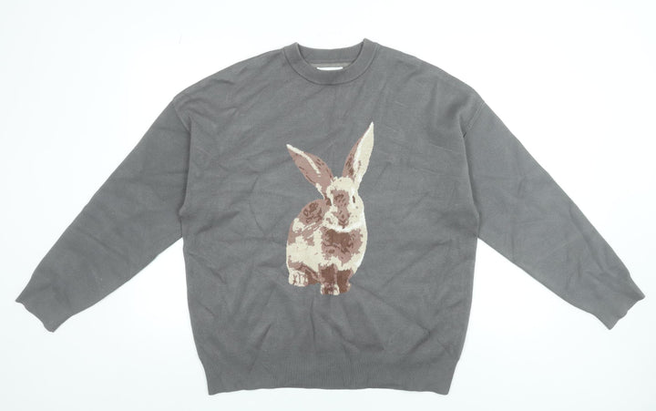 Urban Revivo Womens Grey Bunny Animal Knit Pullover Jumper Size 16