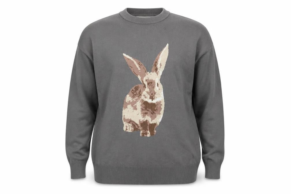 Urban Revivo Womens Grey Bunny Animal Knit Pullover Jumper Size 16