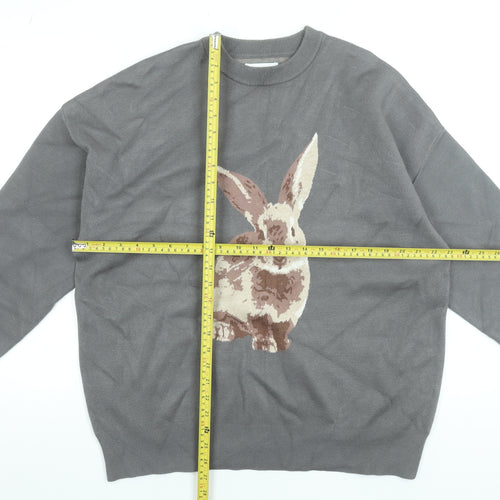 Urban Revivo Womens Grey Bunny Animal Knit Pullover Jumper Size 16