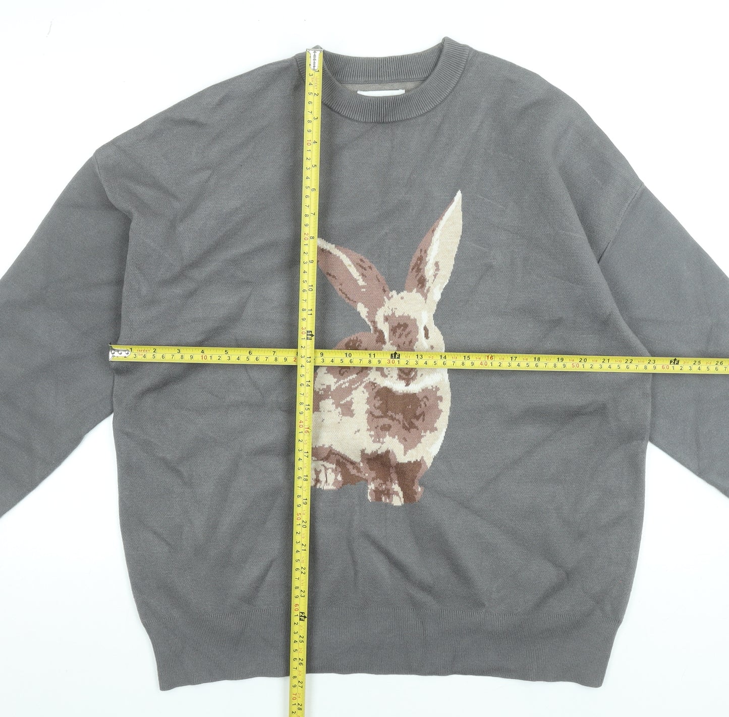 Urban Revivo Womens Grey Bunny Animal Knit Pullover Jumper Size 16