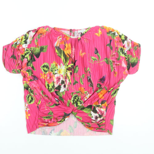 Debenhams Girls Pink Floral Pleated Crop Blouse Age 10 Regular Fit