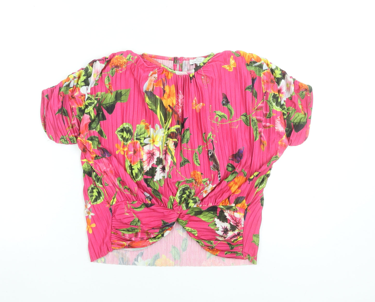 Debenhams Girls Pink Floral Pleated Crop Blouse Age 10 Regular Fit