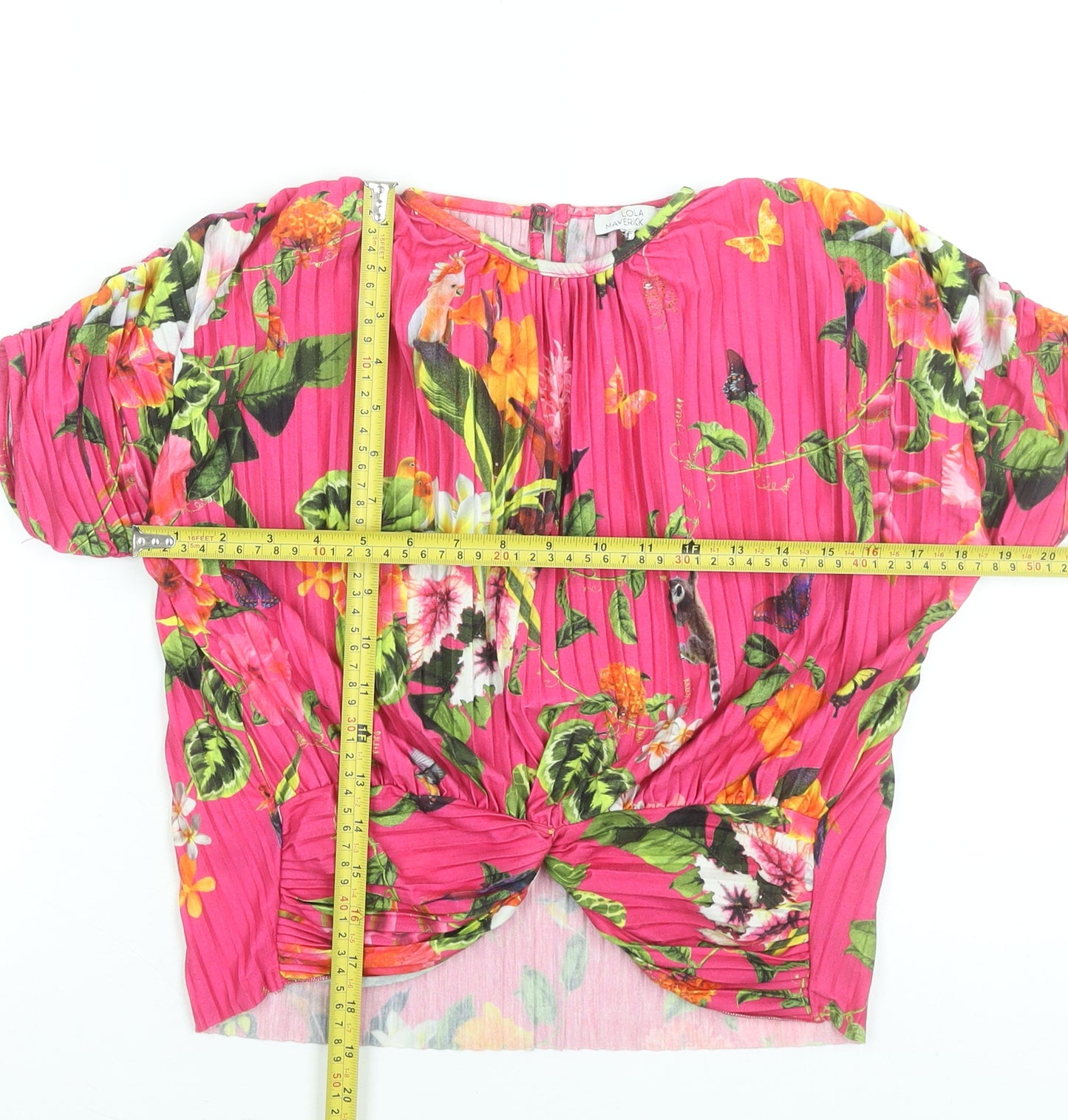 Debenhams Girls Pink Floral Pleated Crop Blouse Age 10 Regular Fit