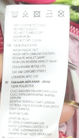 Debenhams Girls Pink Floral Pleated Crop Blouse Age 10 Regular Fit