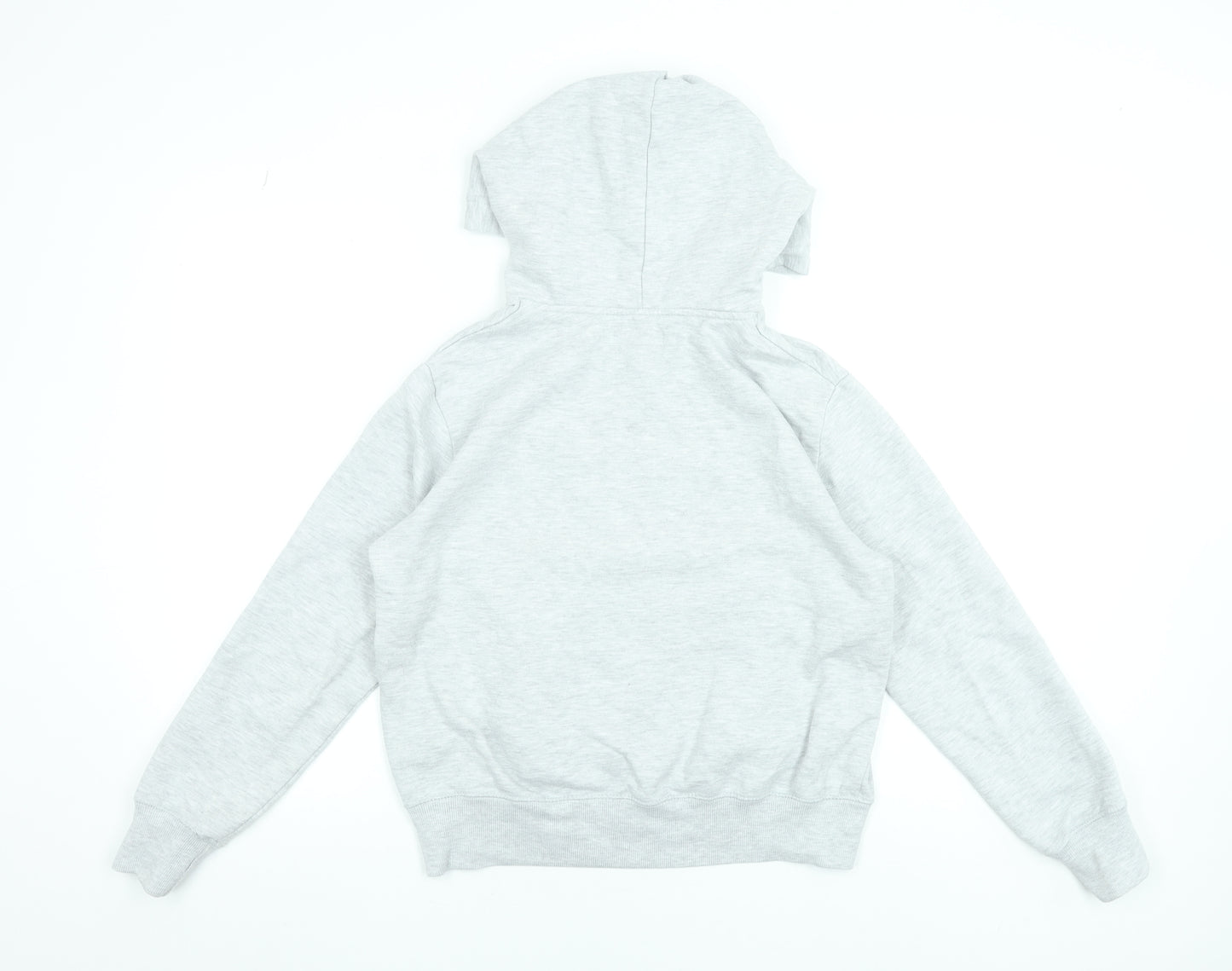 Pull & Bear Women Grey Hoodie Small Cotton Blend Logo Pullover