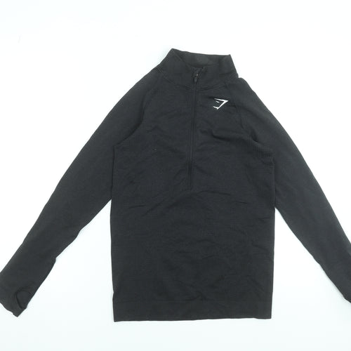 Gymshark Women Black Long Sleeve 1/4 Zip Slim Fit Training Top Size S