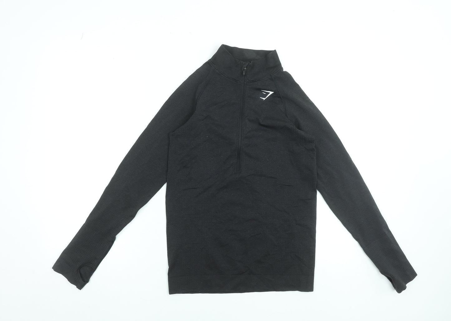 Gymshark Women Black Long Sleeve 1/4 Zip Slim Fit Training Top Size S