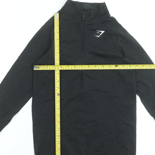 Gymshark Women Black Long Sleeve 1/4 Zip Slim Fit Training Top Size S